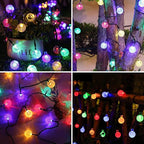Multicolor Solar Christmas String Lights Outdoor, 2-Pack 100 LED 64FT Crystal Globe Solar Lights Outdoor Waterproof with 8 Lighting Modes, Christmas Decorations for Xmas Tree Wedding Patio Party
