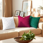 decorUhome Christmas Couch Throw Pillow Covers 18x18 Set of 2, Decorative Soft Plush Faux Wool Neutral Accent Pillow Covers for Bed Sofa Living Room, Burgundy