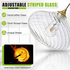 Glass Pendant Lights Kitchen Island, Brass Gold Pendant Lighting Fixtures, Modern Hanging Ceiling Light with 11'' Striped Clear Glass Shade for Farmhouse Dining Room Bedroom Hallway(1 Pack)
