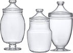 Amazing Abby - Keep - Acrylic Apothecary Jars (3-Piece Set), Plastic Jars with Lids, Bathroom Canisters, Vanity Organizers, Candy Buffet, Wedding Display, BPA-Free and Shatter-Proof (NOT Glass)