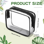Weewooday 12 Pieces Clear Makeup Bags Cosmetic Storage Bags PVC Zipper Pouches Travel Waterproof Makeup Plastic Case for Women Organizing Toiletries Traveling Bathroom(Medium,Dark Black)