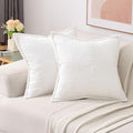 HAUSSY Pure White Throw Pillow Covers 18x18 Inch Set of 2,Soft Solid Corduroy Striped/Wide Bordered,Square Decorative Cushion Case,Spring Home Decorations for Couch,Bed