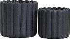Olly & Rose iOS Vertical Striped Ribbed Plant Pot - Charcoal Speckled Ceramic Planters - 6.6 + 5 Inch Indoor and Outdoor Flower Pots Home Decor (Black Ribbed)