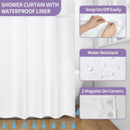 Muuyi Purple Watercolor Floral Shower Curtain,No Hook Shower Curtain,Polyester Shower Curtains with Snap in Fabric,Sheer Top Window for Bathroom Decor,Waterproof & Washable,72W x 75L Inch