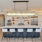 55 Inch Modern Rectangular Black Crystal Glass Chandeliers, Dining Room Chandeliers, for Living Room、Kitchen Island、Foyer, Water Ripple Chandelier, Adjustable Hanging Chandelier