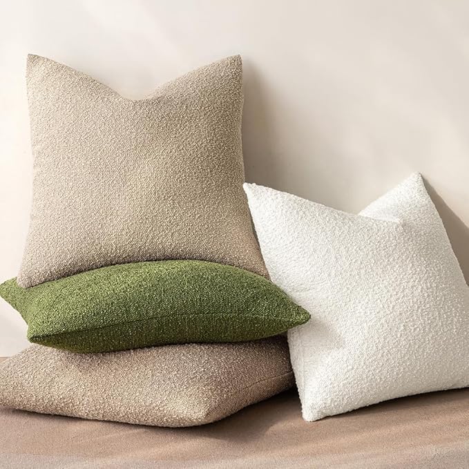 MIULEE Textured Boucle Throw Pillow Cover White Accent Solid Eruo Sham Christmas Pillow Case Decorative Soft Pack of 1 Couch Cushion Chair Sofa Bedroom Livingroom Home Decor,24x24 Inch
