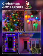 Brightown LED C6 Solar String Lights Outdoor Waterproof Fairy Lights, 22.64ft 50 LEDs Multicolor Solar Christmas Lights Outdoor, Christmas Decorations for Christmas Garden Yard Fence Patio Party Decor