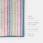 Little Unicorn 5'x10' XL Outdoor Family Picnic & Beach Blanket | Durable & Water-Resistant Fabric | Compact Fold & Easily Wipes Clean | Zipper Pocket (Chroma Rugby Stripe)