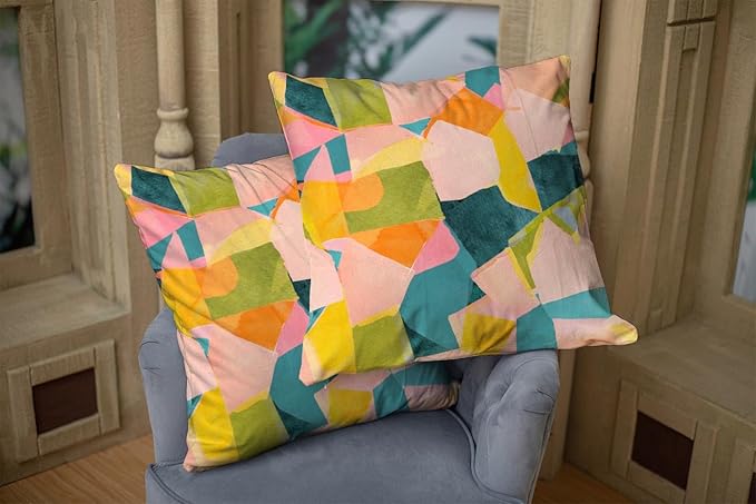 CAPSCEOLL Yellow Decor Pillow Covers Abstract Artistic Geometric Contemporary Oil Painting Orange Beige 18X18 Inch Set of 2 Pillow Protector for Bedroom Sofa Living Room Car Washable Pillow Covers