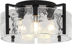 18.5'' Modern Black Semi Flush Mount Ceiling Light, Entryway Light Fixture, 4-Light Glass Ceiling Lights for Hallway Foyer Kitchen Island Dining Room Bedroom Living Room Lighting Fixtures, UL-Listed