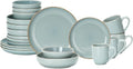 Eur-Nordic Shape Raising Rim 20pc Dinnerware Set, Shiny Glaze Grey with Speckle Effect