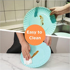 TP Melamine Plates Set of 8, 8-Inch Lightweight Reusable Plates for Picnic, Party, BBQ & Camping, Dishwasher Safe Tableware for Salads, Appetizers & Desserts, Teal