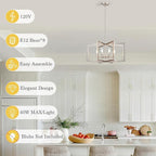 Brushed Nickel Chandelier 26 Inch Modern Geometric 8-Light Large Metal Dining Room Pendant Lighting Fixture for Kitchen Island Living Room Entryway Hallway Bedroom