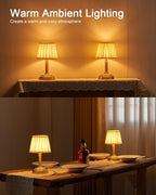 2 Pack Rechargeable Cordless Table Lamps for Restaurant Dining Table, 5200mAh Small Battery Operated Lamp, Portable Dimmable Touch Bedside Night Light for Bedroom Kitchen Bathroom Patio