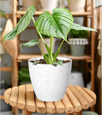Vanavazon Plant Pots 9/8/7 Inch Set of 3 Flower Pots Indoor Outdoor Plastic Planters with Drainage Hole and Tray (Speckled White)