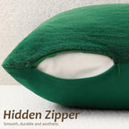 Pallene Faux Fur Plush Christmas Throw Pillow Covers 22x22 Set of 2, Soft Fluffy Couch Pillow Covers for Living Room, Christmas Green