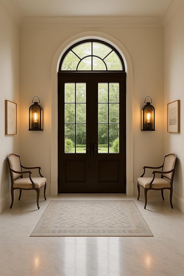 Vintage Outdoor Wall Light Fixture (1 Pcs) - Matte Black Porch Lantern/Exterior Wall Sconce, Glass Shade, Sturdy Metal Frame, Waterproof & Anti-Rust, Fit for Entryway/Garage/Patio/Doorway, E26 Socket