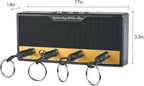 Guitar Key Holder Box, Home Keys Hooks for Guitar-Enthusiasts, Musicians Decor & Organization with 4 Keychains and 1 Wall Mounting Kit (Cloth Texture Black)