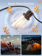addlon 72FT Solar String Lights Outdoor, Waterproof Solar Powered Outside Lights with Remote & USB Port, ST38 LED Shatterproof Bulbs, Dimmable Solar Light for Camping Backyard Porch