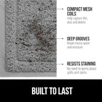 GORILLA GRIP Dirt Grabber Mesh Doormat, Low-Profile, Stain and Fade Resistant Heavy Duty Quick Dry Striped Doormats, Mats for Indoor or Outdoor Entry, Shoe Scraper, Garage Entrance Mat 47x35, Gray