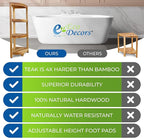 EcoDecors Corner Snazzy Corner Four Tier Natural Color Shelf Waterproof Teak Wood Shower Bench Stool Seat Chair For Inside Shower Provides Safety, Storage, and Organization For Bathroom Accessories