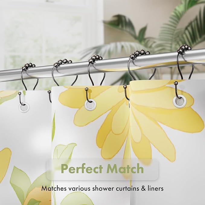 AmazerBath Shower Curtain Hooks, Shower Curtain Rings, Metal Bronze Shower Curtain Hooks Rust Proof, Smooth Glide Double Shower Hooks for Shower Curtain, Shower Rod Hooks 12Pcs