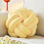 Knot Ball Pillow, Round Decorative Throw Pillows Cushion, 11 Inch Goose Yellow Soft Plush Knotted Pillows Pillow, Modern Home Throw Knot Decorative Cushion