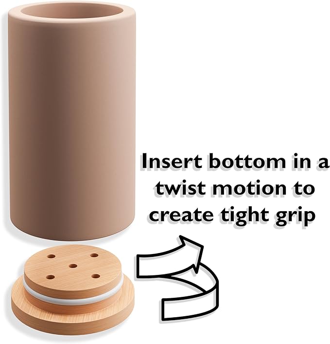 Matani Bamboo Toothbrush Holder Diatomite Tooth Brush Organizer - Storage Stand for Small Bathroom & Counter - Removable Base & Drain Holes, Water-Absorbent & Quick-Drying (Light Grey)