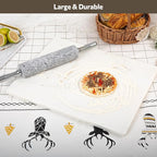 Natural Marble Cutting Board For Kitchen, 16 x 20 Inch White Marble Slab Pastry Board With Non-Slip Feet For Baking, Cheese, Charcuterie, Chocolate, Ares Gold