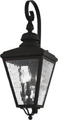 Livex 2033-04 Transitional Three Light Outdoor Wall Lantern from Cambridge Collection in Black Finish