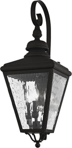 Livex 2033-04 Transitional Three Light Outdoor Wall Lantern from Cambridge Collection in Black Finish