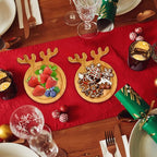 Small Wood Christmas Decor Tray 6" Round Plate MIni Wooden Xmas Cookies Trays Cheese Charcuterie Board Snack Plates for Christmas Holiday Decorations Serving Dish Decorative Dessert Appetizer Platter