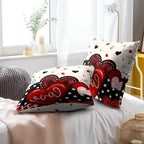 Love Themed Pillow Covers Set of 2, 22x22 Inch Romantic Accent Red Black Checkered Buffalo Hearts Pillowcases or for Couch Sofa Bed House Porch Outdoor Holiday Home Decor