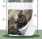 Cute Squirrel Shower Curtain Abstract Anime Theme Shower Curtain with Snap in Fabric Liner Set, Detachable Liner, See Through Mesh Top Window, Waterproof Washable 72" W x 74" H