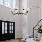 KAISITE Black Chandelier for Dining Room - 8-Light Farmhouse Dining Room Light Fixture Over Table Industrial Kitchen Lighting Fixture Ceiling Hanging Chandelier for Bedroom Living Room Foyer Entryway