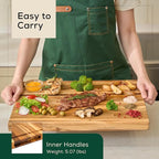 Non-Toxic Teak Wood Cutting Board & Serving Board, Pre-Oiled Edge Grain with Juice Groove and Handles, For Chopping, Food Grade Mineral Oil Coating (M 17" x 13" x 1", 5.07 lbs)