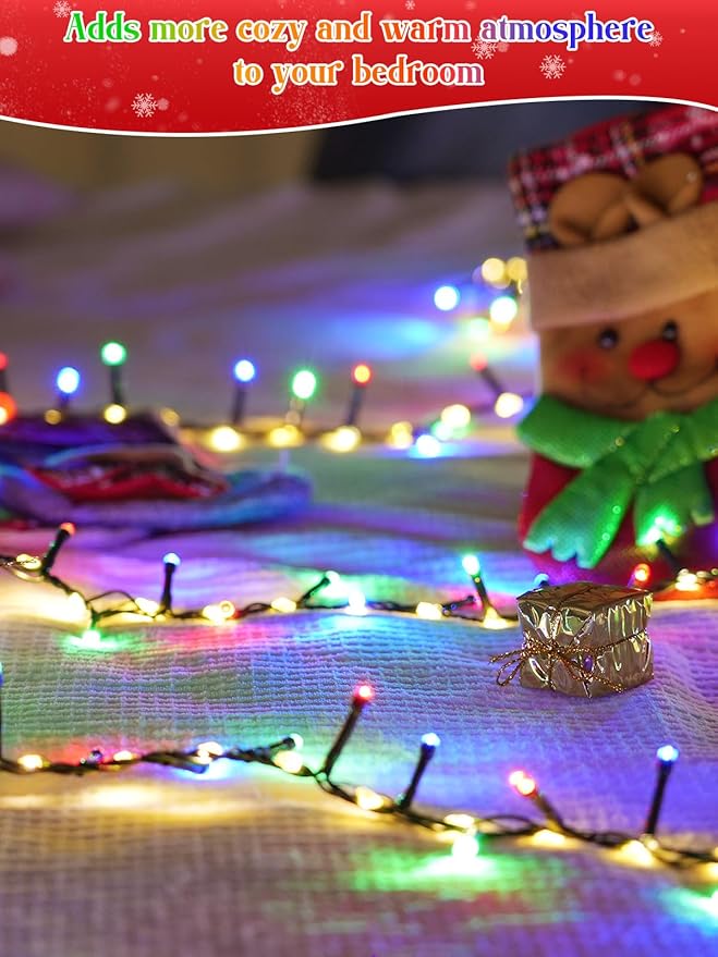 800 LED Christmas Slow Twinkle Cluster Lights, Firecracker Fairy Lights Plug in with 15 Modes & Timer Function, 33FT Waterproof String Lights for Indoor Outdoor Tree Christmas Decorations, Multicolor