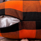 MIULEE Fall Throw Pillow Covers Halloween Decorations Pack of 2 Buffalo Check Farmhouse Plaids Polyester Linen Outdoor Cushion Case for Sofa Couch Orange and Black 18 x 18 Inch 45 x 45 Cm