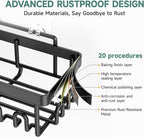 Veken Rustproof Shower Caddy 6-Pack, No Drilling & Waterproof Adhesive Shower Shelves Rack with Soap Holder, Large Capacity Bathroom Organizers and Storage, Wall-Mounted Kitchen & Home Decor