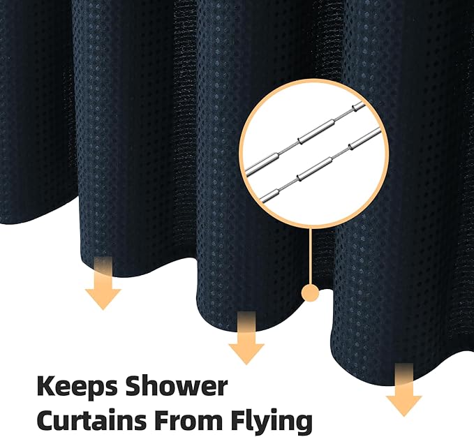 LaCyan 3 in 1 Waterproof Waffle Weave Shower Curtain and Clear Liner Set with 12 Stainless Steel Hooks Double Sided for Bathroom 72 Inches Heavy Duty Polyester Fabric Shower Curtains 72x84