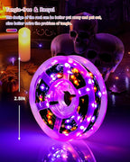 JMEXSUSS 2 Pack Solar Halloween Lights Outdoor Waterproof, Total 66FT 200 LED Orange and Purple Halloween Lights, 8 Mode Black Wire Solar Fairy String Light for Outside Yard Spooky Party Decorations
