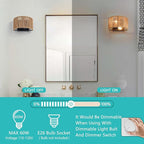 Rattan Boho Wall Sconce, Wall Hanging Lamps with Hand Woven Hemp Rope Shade , Farmhouse Rustic Wicker Black Wall Mount Vintage Sconces Light Fixture Indoor for Living Room Bedroom Bedside Stairway E26