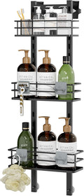 Orimade Adjustable Hanging Caddy, Bathroom Organizer Shelf Storage Rack, Rustproof Shower Basket, Matt Black 3 Tier