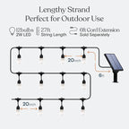 Brightech Ambience Pro Solar Powered Outdoor Patio String Lights - Commercial Grade 27 Ft Waterproof with 12 Edison Bulbs , Shatterproof LED - 2W , Soft White