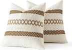 MIULEE Set of 2 Coco Brown Boho Decorative Pillow Covers 20x20 Inch Farmhouse Rustic Couch Throw Pillows Modern Spring Cotton Cushion Covers Retro Cute Macrame Woven Home Decor for Bed Sofa Chair