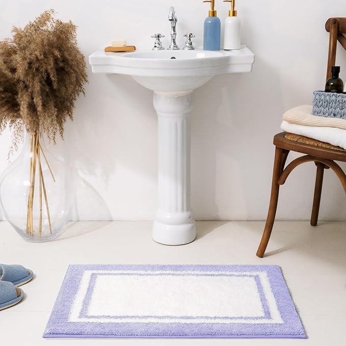 GRANNY SAYS Microfiber Bathroom Rugs Non Slip Washable, Water Absorbent Bathroom Mats for Tub, Soft Bath Mats for Bath Floor & Shower, Bath Rug, 20" x 32", Purple