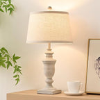 23" Farmhouse Table Lamps Set of 2, 3 Way Dimmable Lamps with 2 LED Bulbs and Rocker Switch, Vintage Nightstand Lamp for Bedroom Living Room Office End Table Entryway, Antique Grey