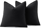 MIULEE Decorative Linen Pillow Covers 28x28 Inch Black Boho Farmhouse Neutral Couch Throw Pillows for Halloween Bed Pack of 2 Accent Modern Pillowcase Sofa Livingroom Home Decor