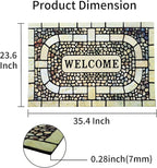 Door Mat Welcome Mat, Heavy Duty Door Mat 23.6 x 35.4 Inch Front Rug Doormat for Outdoor Entrance Home Non-Slip Rubber Rug for Front Door, Outside, Entryway, Patio (Yellow Welcome)