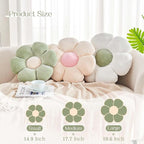 Beige Flower Pillow, 17.7" Cute Flower Shaped Floor Pillow, Aesthetic Floral Plush Daisy Decorative Throw Pillows for Bed Sofa Couch
